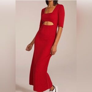 NWT FAVORITE DAUGHTER The Crush Cut-Out Cotton Cashmere Rib Sweater Dress L